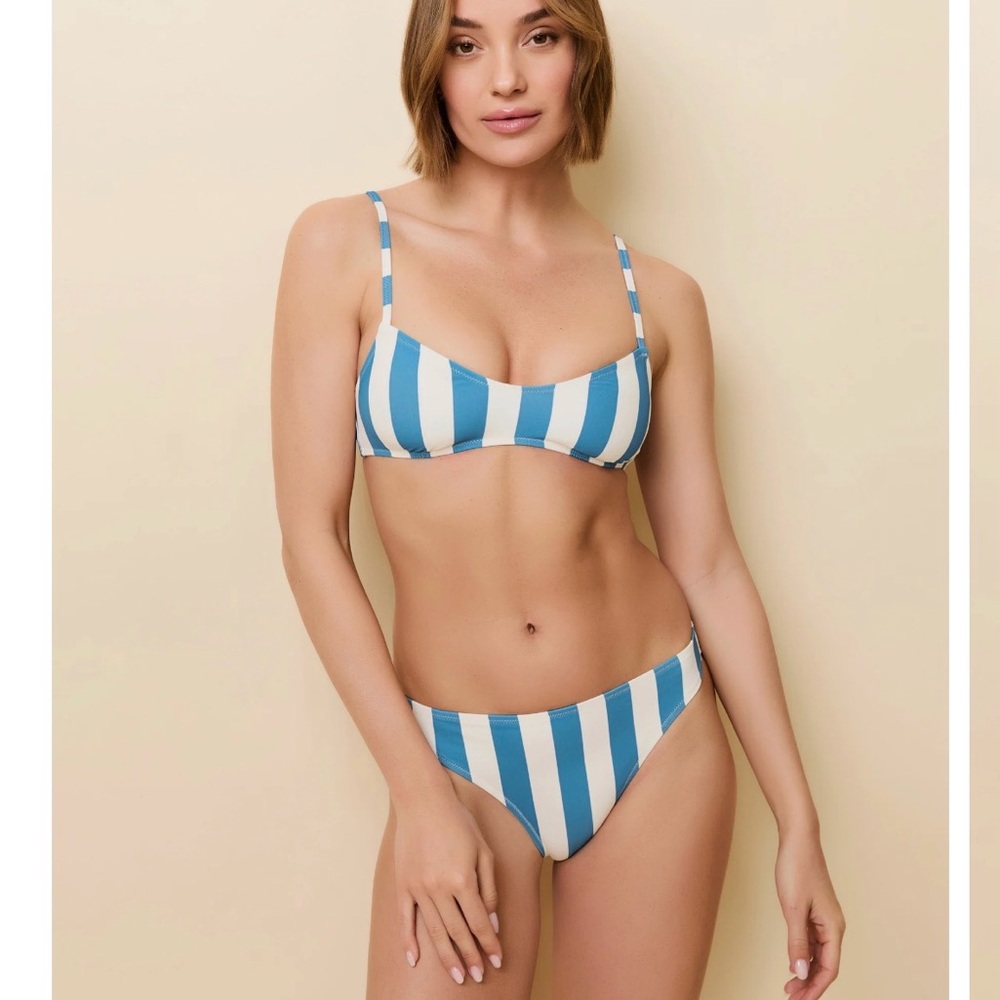 New Solid and Striped Rachel Bikini Top and Bottom French Blue (both size small)